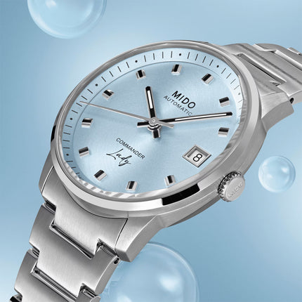 Mido Commander M021.207.11.041.00 Lady Blue Dial Stainless Steel Strap