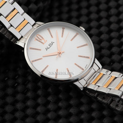 Alba Fashion AH8753X1 Ladies Silver Dial Dual Tone Stainless Steel Strap