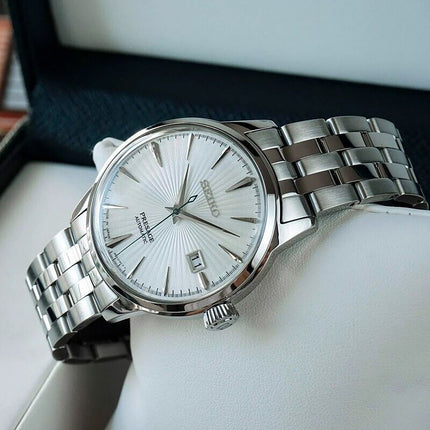 Seiko Presage SRPG23J1 Cocktail Time Martini Automatic Beige Dial Stainless Steel Strap