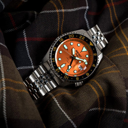 Seiko 5 Sports SSK005K1 SKX Sports Style GMT Mikan Orange Automatic Orange Dial St. Steel Strap