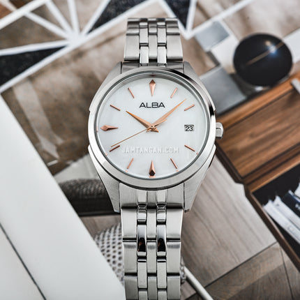 Alba Fashion AG8P39X1 Ladies Cutie MOP Dial Stainless Steel Strap