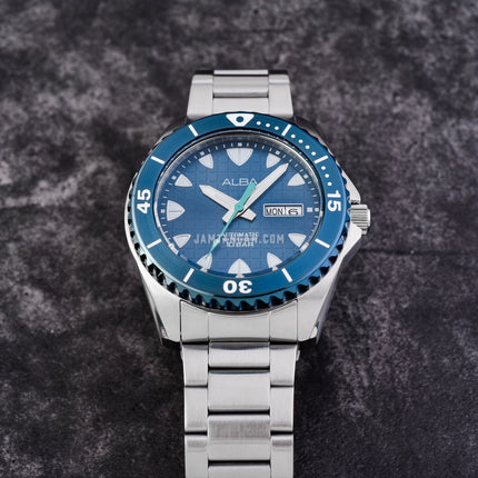 Alba Mechanical AL4575X1 Automatic Men Blue Patterned Dial Stainless Steel Strap