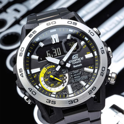 Casio Edifice ECB-40DC-1ADF Sospensione Digital Analog Dial Black Stainless Steel Band