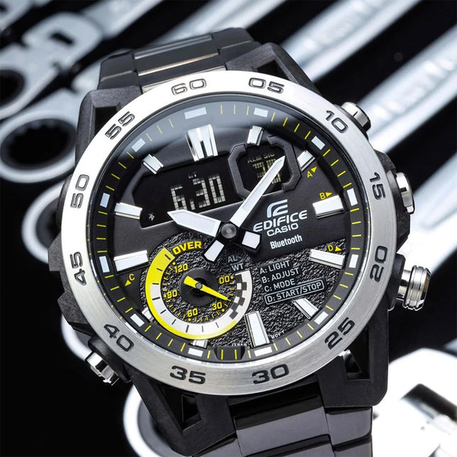 Casio Edifice ECB-40DC-1ADF Sospensione Digital Analog Dial Black Stainless Steel Band