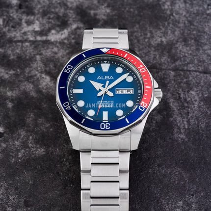Alba Mechanical AL4541X1 Automatic Men Blue Black Gradation Dial Stainless Steel Strap