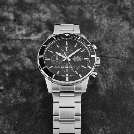 Alba Active AM3957X1 Chronograph Men Black Patterned Dial Stainless Steel Strap