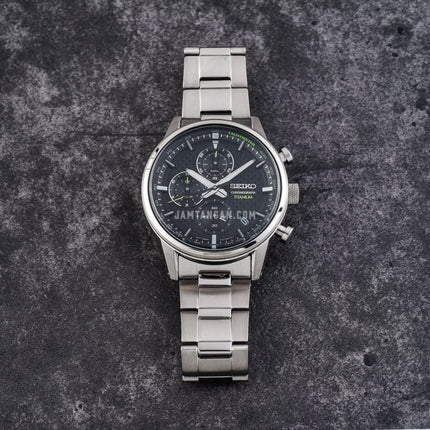 Seiko Chronograph SSB389P1 Discover More Black Dial Titanium Strap