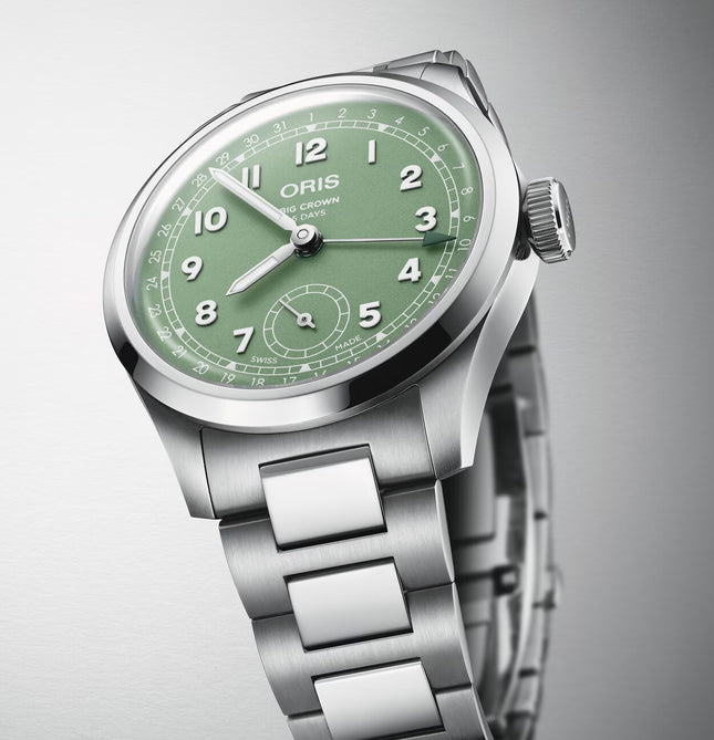 Oris Big Crown 01-403-7799-4067-07-8-20-06 Pointer Date Calibre 403 Green Dial Stainless Steel Strap