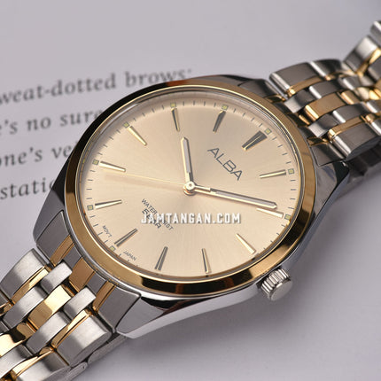 Alba ARX134X1_ARX114X1 Couple Gold Dial Dual Tone Stainless Steel Strap