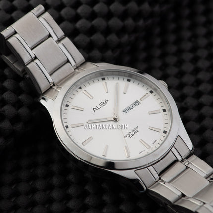Alba Prestige AJ6157X1 Men Silver White Dial Stainless Steel Strap