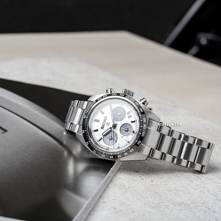 Seiko Prospex SSC813P1 Speedtimer SeiTona Panda Solar Chronograph White Dial Stainless Steel Strap