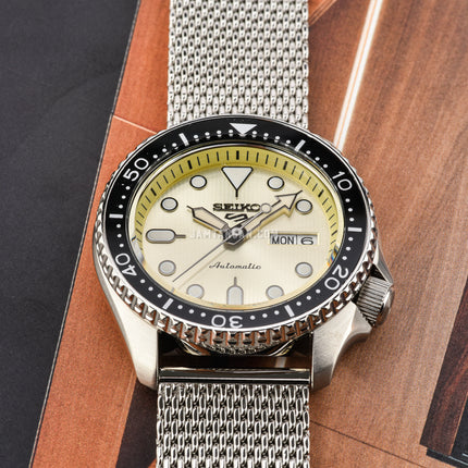 Seiko 5 Sports SRPE75K1-V2 Suits Style Champagne Dial Stainless Steel Strap + Extra Strap
