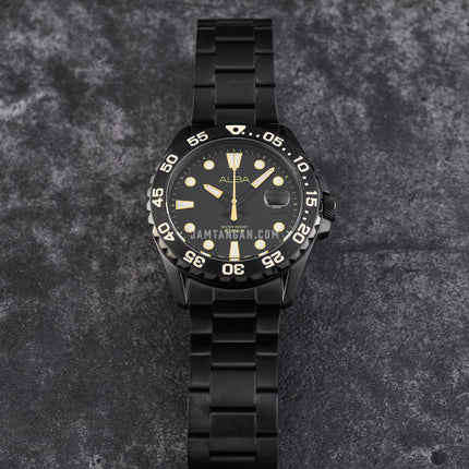 Alba Active AS9N23X1 Men Black Dial Black Stainless Steel Strap