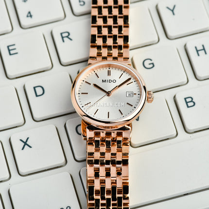 MIDO Dorada M033.210.33.031.00 Silver Dial Rose Gold Stainless Steel Strap