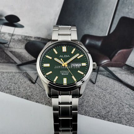 Alba Mechanical AL4147X1 Men Green Dial Stainless Steel Strap