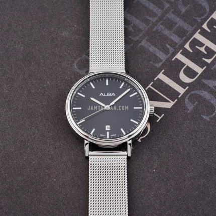Alba Fashion AG8N85X1 Ladies Black Dial Stainless Steel Mesh Strap