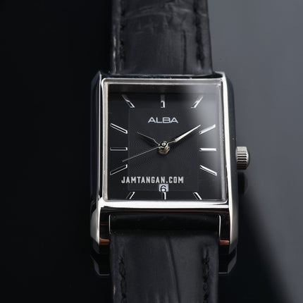 Alba Fashion AH7DH5X1 Ladies Black Dial Black Leather Strap