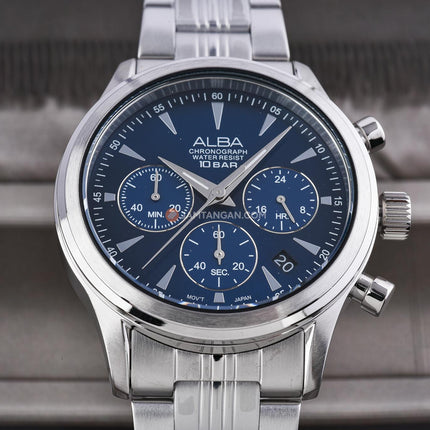 Alba AT3K51X1 Men Chronograph Blue Dial Stainless Steel Strap