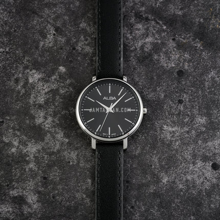 Alba Fashion ARX099X1 Ladies Black Dial Black Leather Strap