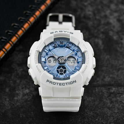 Casio Baby-G BA-130-7A2DR Beach Fashions Digital Analog Dial White Resin Band