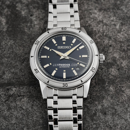 Seiko Presage SRPL07J1 Style60s Elegant Yet Rugged Dark Blue Dial Stainless Steel Strap