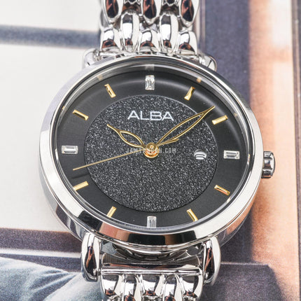 Alba Fashion AH7DT3X1 Ladies Black Dial Stainless Steel Strap