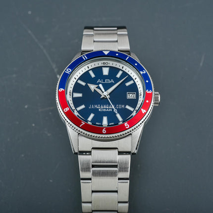 Alba AS9U77X1 Men Sport Pepsi Blue Dial Stainless Steel Strap