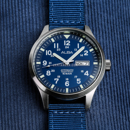 Alba Mechanical Field Military AL4219X1 Men Blue Dial Blue Nylon Strap