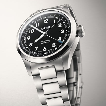 Oris Big Crown 01-754-7798-4064-07-8-20-06 Pointer Date Black Dial Stainless Steel Strap
