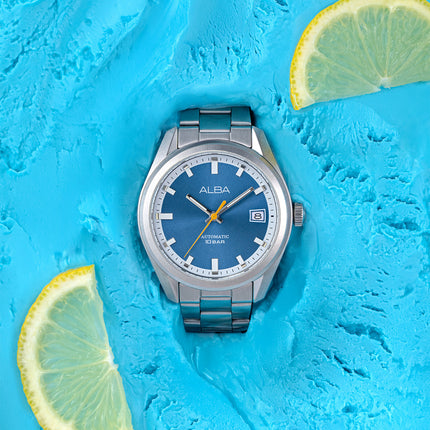 Alba Mechanical AU4097X1 Men Automatic Blue Dial Stainless Steel Strap