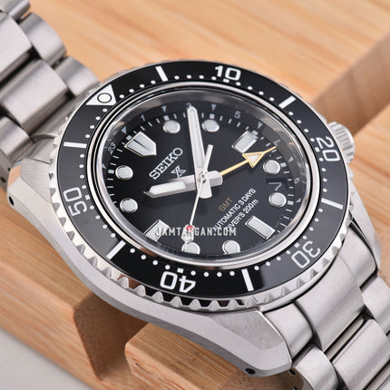 Seiko Prospex SPB383J1 Baby Marinemaster GMT Save the Ocean Black Dial Stainless Steel Strap