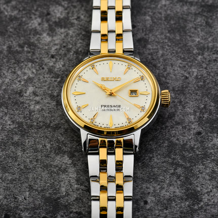 Seiko Presage SRE010J1 Cocktail Time White Lady Diamond Twist Silver Dial Stainless Steel Strap