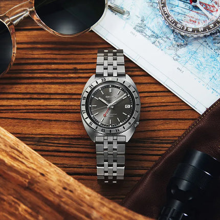 Seiko Prospex Land SPB411J1 GMT Navigator Timer Recreation Grey Dial St. Steel Strap Limited Edition