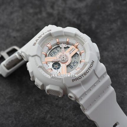 Casio Baby-G BA-110XRG-7ADR Digital Analog Rose Gold Dial White Resin Band