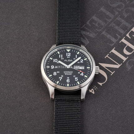 Alba Mechanical Field Military AL4223X1 Men Black Dial Black Nylon Strap