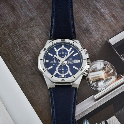 Casio Edifice EFV-640L-2AVUDF Chronograph Men Blue Dial Blue Leather Band