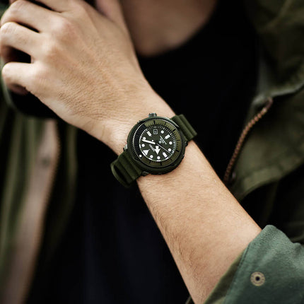 Seiko Prospex SNE561P1 Solar Divers 200M Green Dial Green Rubber Strap