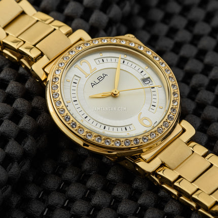 Alba Fashion AG8K08X1 Gold Dial Gold Stainless Steel Strap