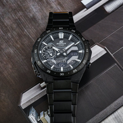 Casio Edifice ECB-2200DC-1ADF Men Windflow Digital Analog Black Dial Black Stainless Steel Band