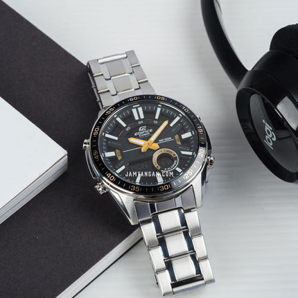 Casio Edifice EFV-C100D-1BVDF Chronograph Men Black Dial Stainless Steel Strap