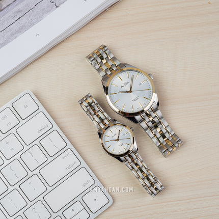 Alba AH7BN2X1_AS9Q96X1 Couple Silver Dial Dual Tone Stainless Steel Strap
