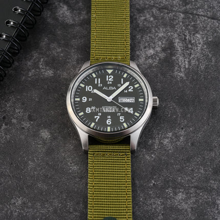 Alba Mechanical Field Military AL4217X1 Men Green Dial Green Nylon Strap