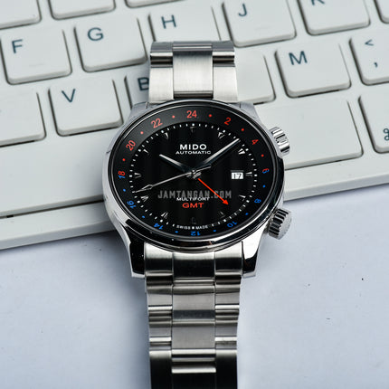 MIDO Multifort M005.929.11.051.00 GMT Black Dial Stainless Steel Strap