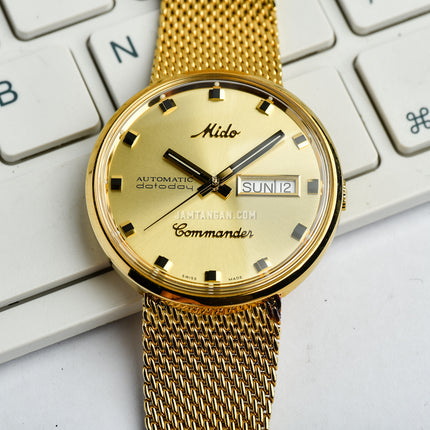 MIDO Commander M8429.3.22.13 1959 Automatic Gold Dial Gold Mesh Strap