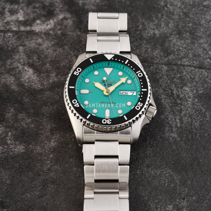 Seiko 5 Sports SRPK33K1 5KX Midi SKX Sports Style Baby Blue Dial Stainless Steel Strap