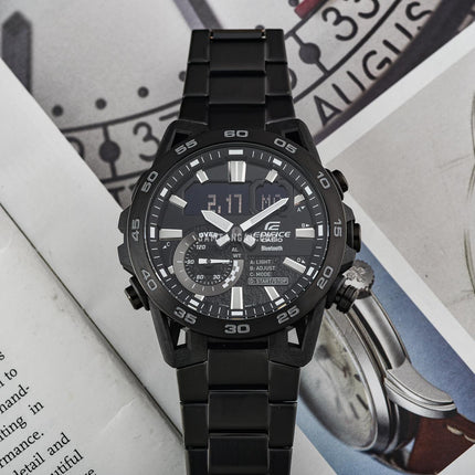 Casio Edifice ECB-40BK-1ADF Sospensione Men Black Dial Black Stainless Steel Band