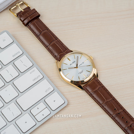 Alba AJ6198X1 Men Silver Dial Brown Leather Strap