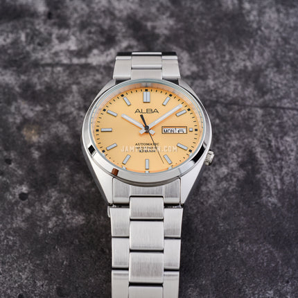 Alba Mechanical AL4325X1 Automatic Men Gilt Patterned Dial Stainless Steel Strap