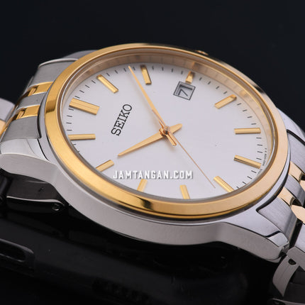Seiko Classic SUR402P1 Discover More White Sunray Dial Dual Tone Stainless Steel Strap