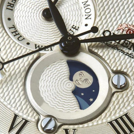 Orient Classic RA-AK0007S Sophisticated Sun & Moon Textured Ivory Dial Brown Leather Strap